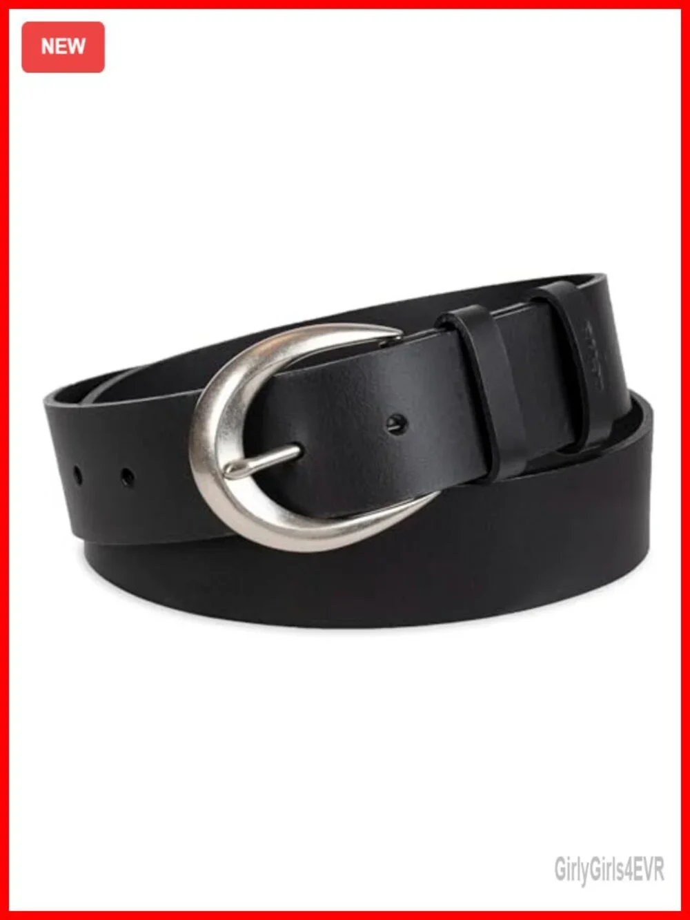 Genuine Leather Women's Round Cut Edge Logo Loop Jean Belt, 1.5 Inch